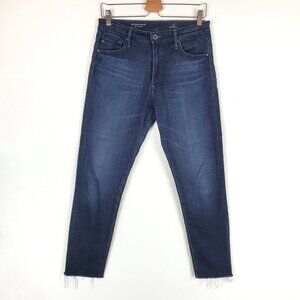 AG Adriano Goldschmied The Farrah Skinny High Rise Cropped Raw Hem Jeans Size 28